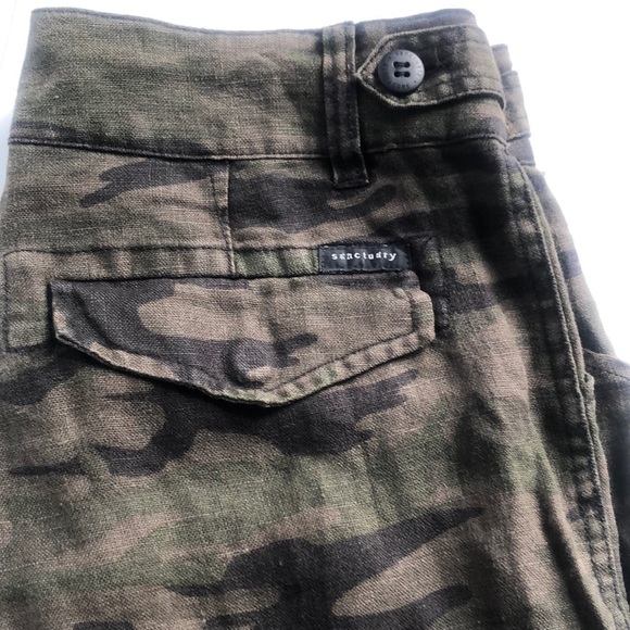 Sanctuary by Anthropologie Linen Relaxed Fit Camo Cargo Pants Size 25 - Picture 13 of 16